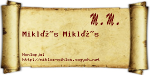 Miklós Miklós névjegykártya